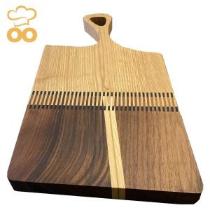 Tagliere artigianale in legno di noce e frassino con inserti in resina TA013
