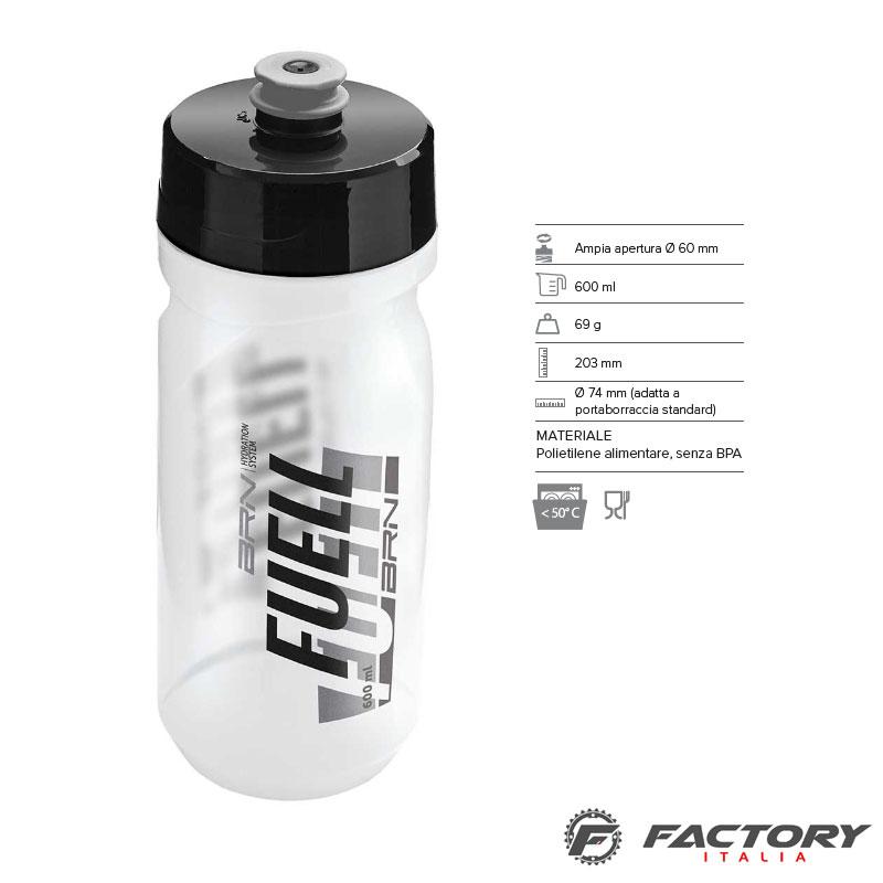Borraccia BRN 600 ML trasparente nera