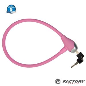 Lucchetto bici a cavo BRN rivestito in silicone rosa