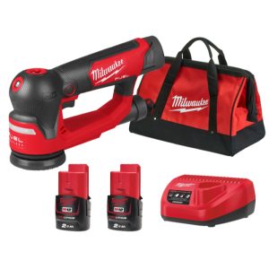Milwaukee M12 FSDR75-202B KIT LEVIGATRICE ROTORBITALE 12V PLATORELLO 75MM BATTERIE CARICATORE BORSA