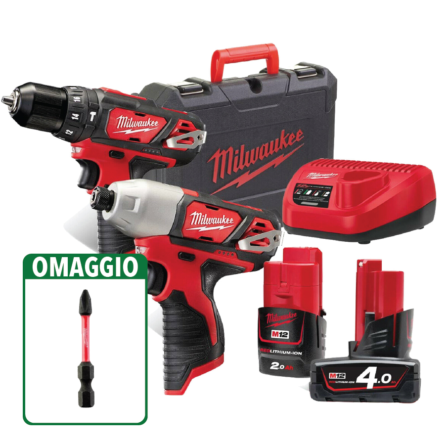 Milwaukee M12BPP2B-421C KIT TRAPANO PERCUSSIONE AVVITATORE IMPULSI 12V - immagine 2