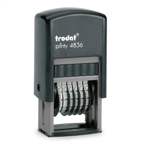 TRODAT PRINTY P2 4836 Timbro Numeratore Autoinchiostrante a 6 Colonne Eco Nero Altezza Caratteri 3,8 mm Larghezza 15 mm con Cartuccia Nera