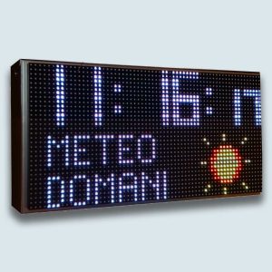 Led Display Orologio Ora Data Meteo Monofacciale multicolore a 7 colori 34×18 cm leggibile sino a 40 mt